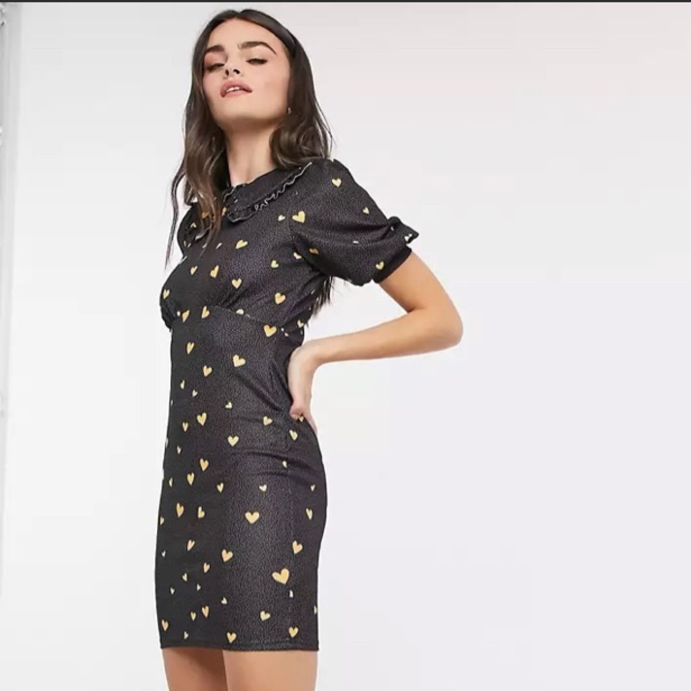 ASOS mini dress w/ collar black heart dress